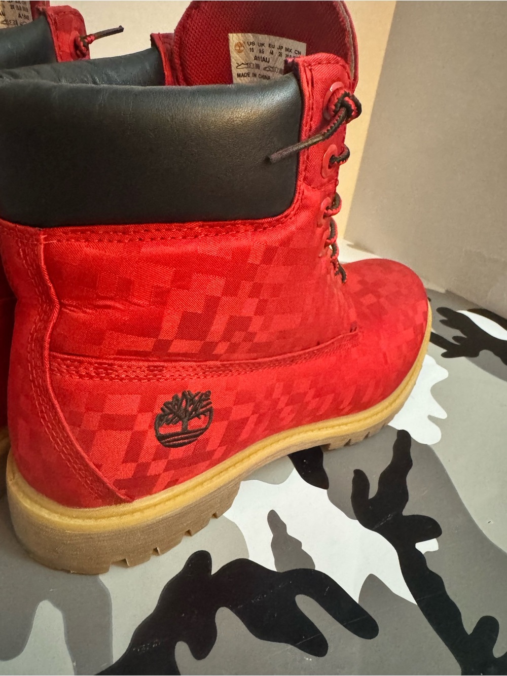 Timberland Men’s Red Checkered Lace-Up Boot
